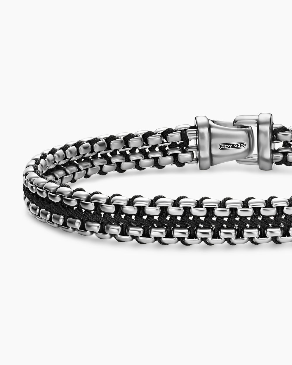 Mens Woven Box Chain Bracelet in Sterling Silver, 10mm