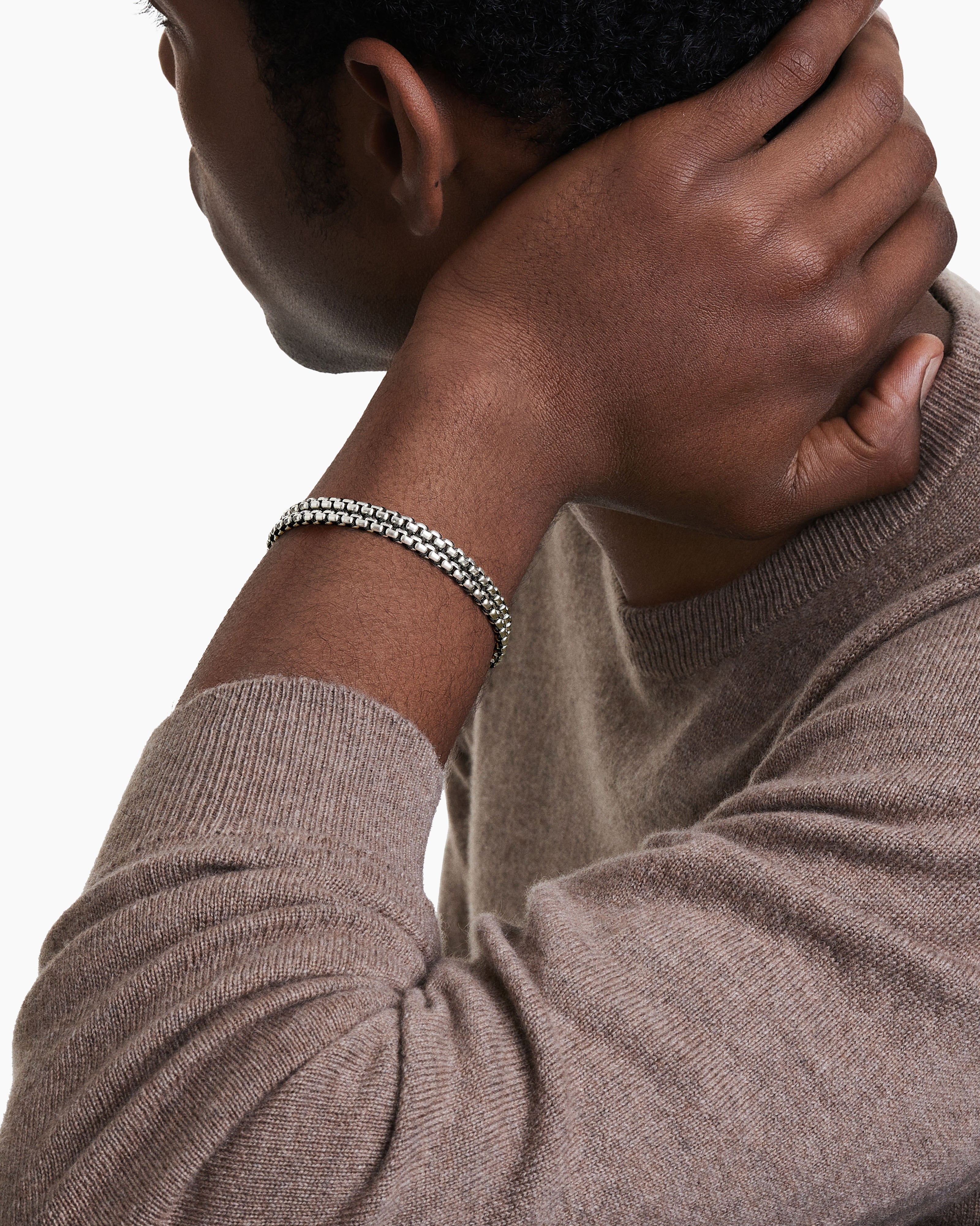 David Yurman Men's Box Chain Bracelet in Silver, 5mm, Size 8