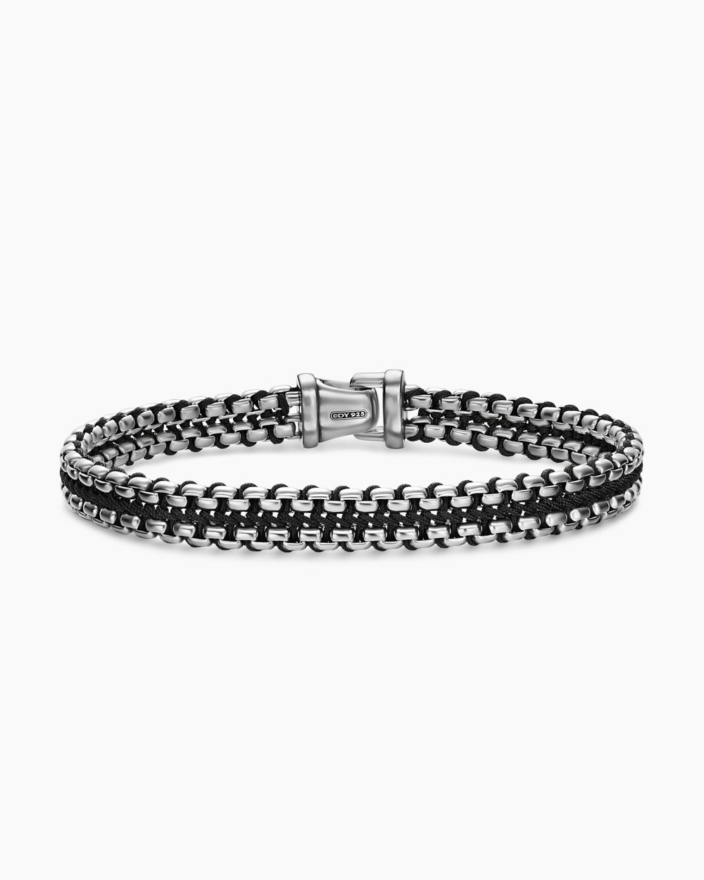 Mens Woven Box Chain Bracelet in Sterling Silver, 10mm