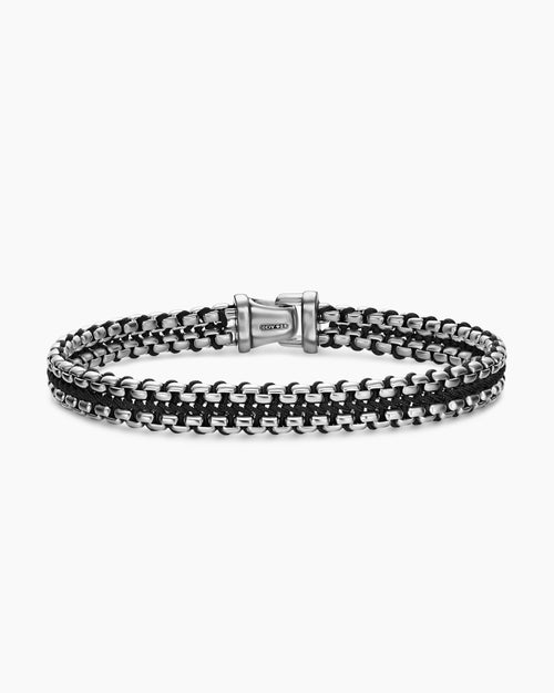 Mens Woven Box Chain Bracelet in Sterling Silver, 10mm