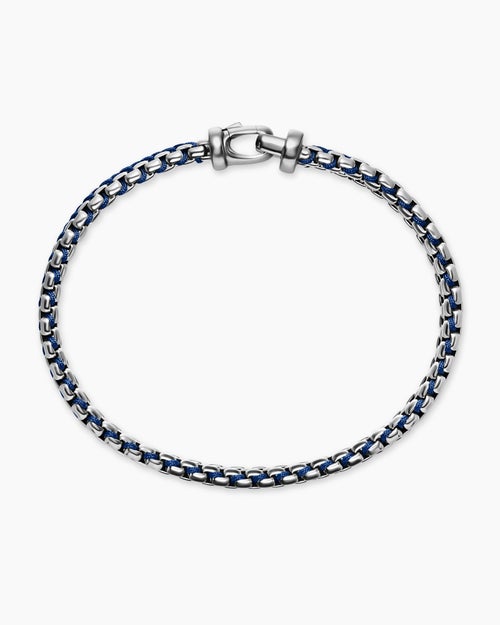 Mens Woven Box Chain Bracelet in Sterling Silver, 10mm