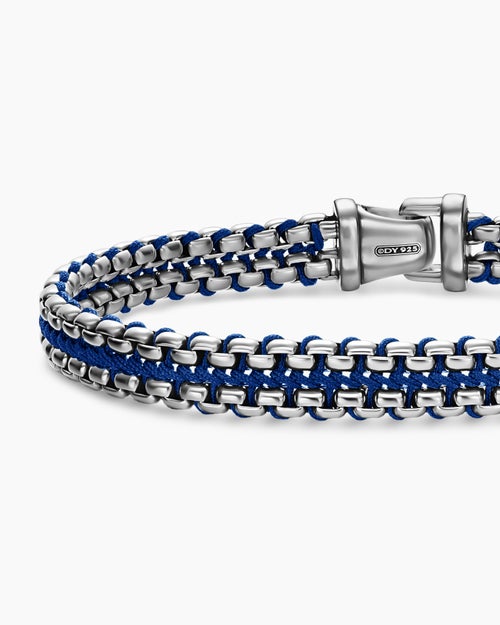 Mens Woven Box Chain Bracelet in Sterling Silver, 10mm