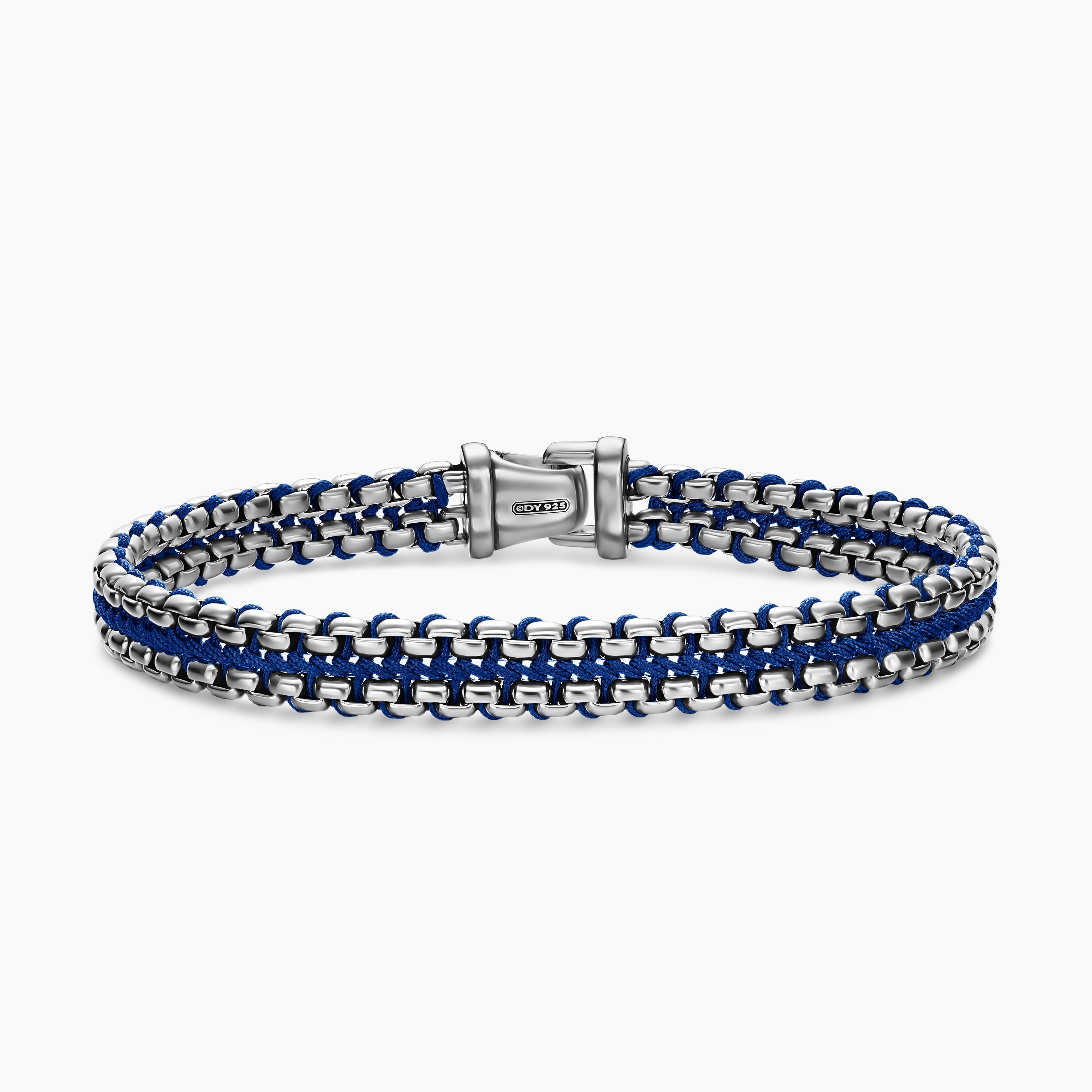 Mens Woven Box Chain Bracelet in Sterling Silver, 10mm