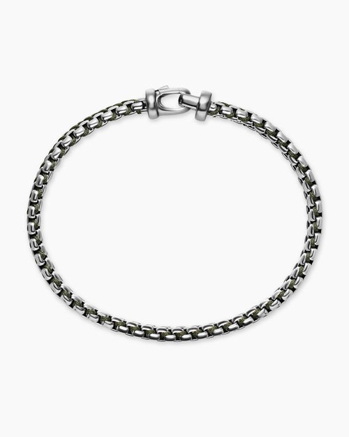 Mens Woven Box Chain Bracelet in Sterling Silver, 10mm