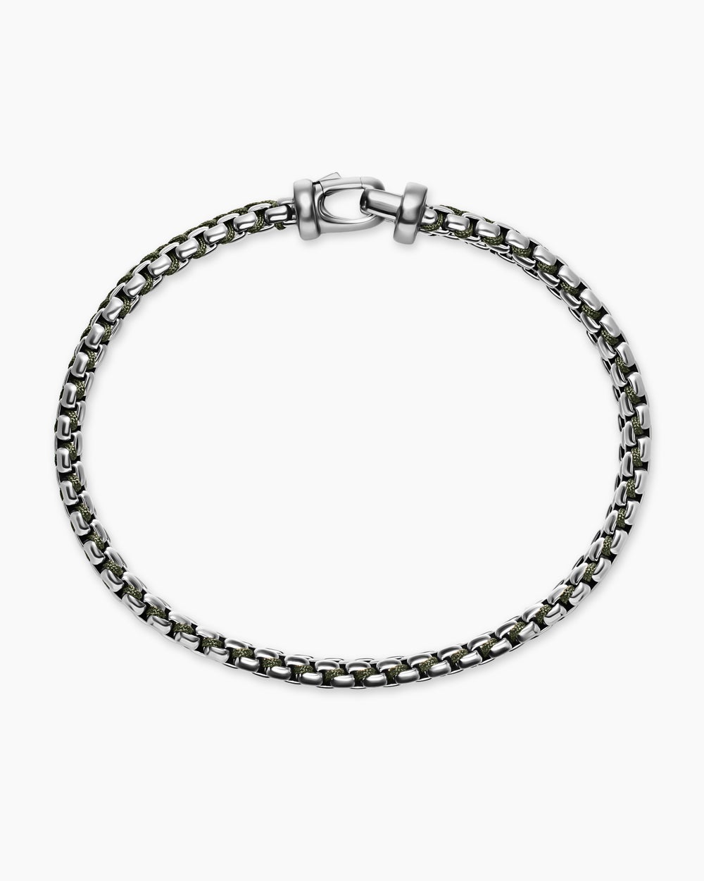 Mens Woven Box Chain Bracelet in Sterling Silver, 10mm