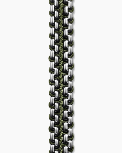 Mens Woven Box Chain Bracelet in Sterling Silver, 10mm