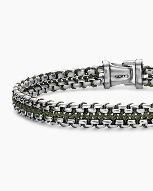 Mens Woven Box Chain Bracelet in Sterling Silver, 10mm