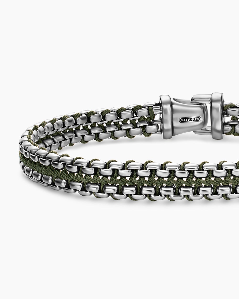 Mens Woven Box Chain Bracelet in Sterling Silver, 10mm
