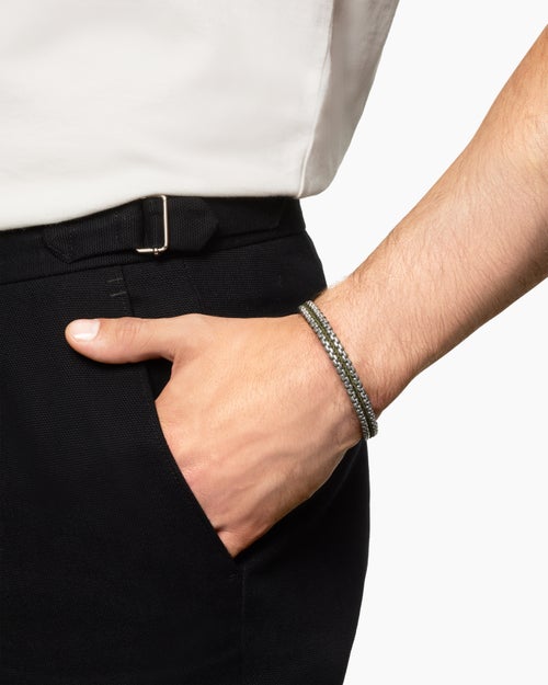 Mens Woven Box Chain Bracelet in Sterling Silver, 10mm