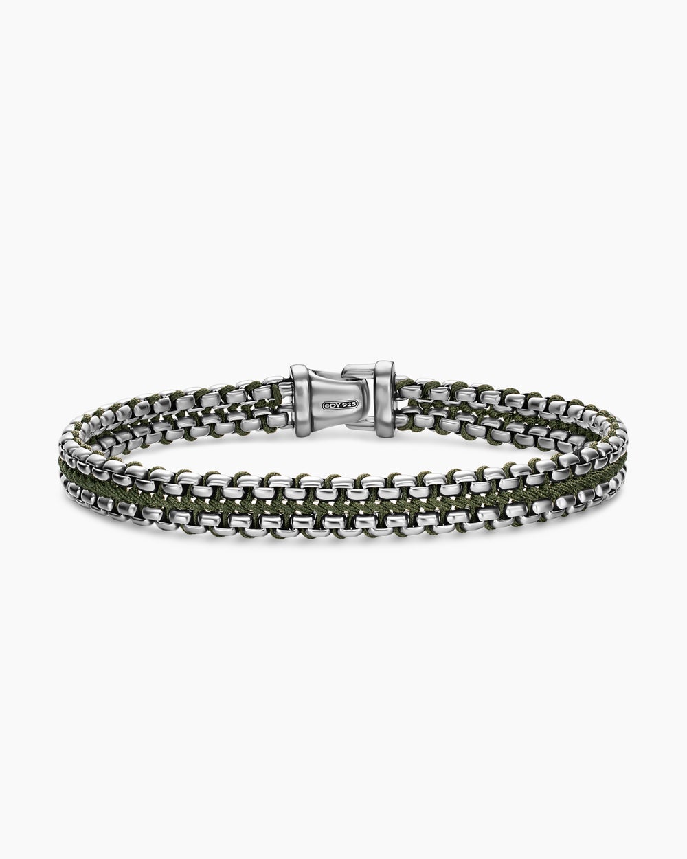 Mens Woven Box Chain Bracelet in Sterling Silver, 10mm