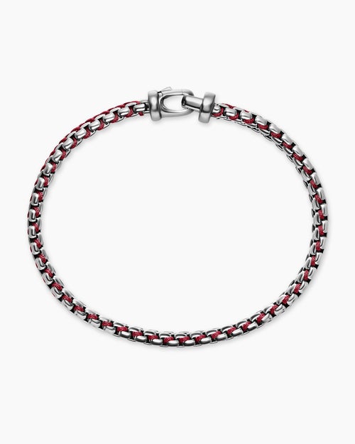 Mens Woven Box Chain Bracelet in Sterling Silver, 10mm
