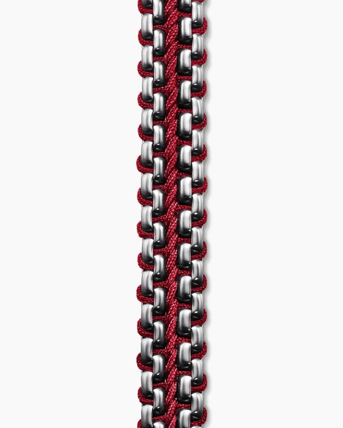 Mens Woven Box Chain Bracelet in Sterling Silver, 10mm