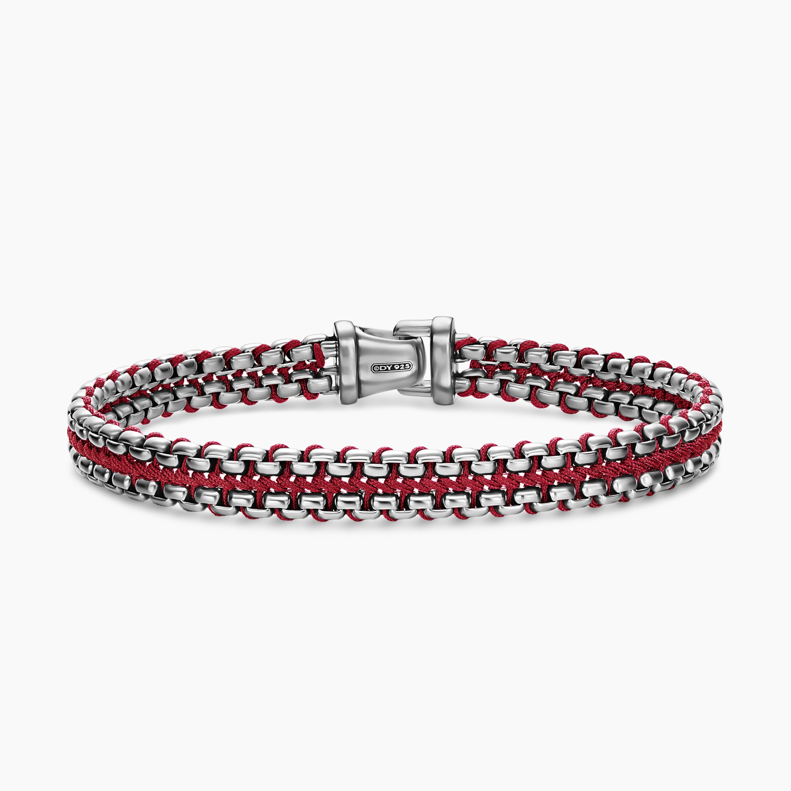 Mens Woven Box Chain Bracelet in Sterling Silver, 10mm
