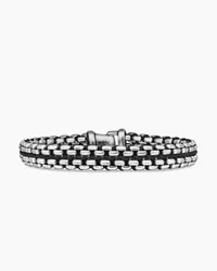 Woven Box Chain Bracelet in Sterling Silver with Black Nylon, 10mm