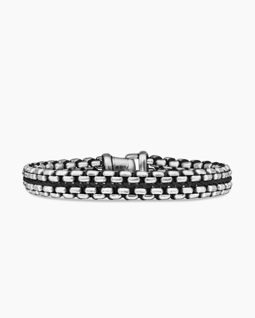 Mens Woven Box Chain Bracelet in Sterling Silver, 12mm