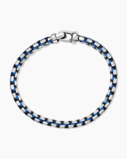 Mens Woven Box Chain Bracelet in Sterling Silver, 12mm