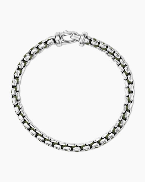 Mens Woven Box Chain Bracelet in Sterling Silver, 12mm