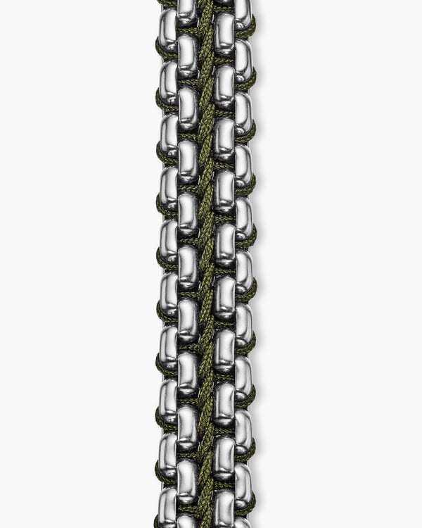 Woven Box Chain Bracelet in Sterling Silver, 12mm