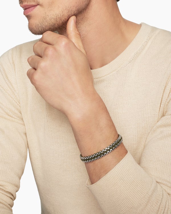 Woven Box Chain Bracelet in Sterling Silver, 12mm