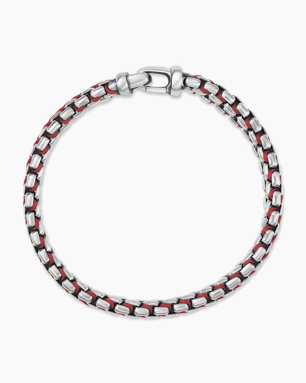 Woven Box Chain Bracelet in Sterling Silver, 12mm