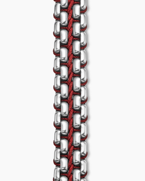 Woven Box Chain Bracelet in Sterling Silver, 12mm