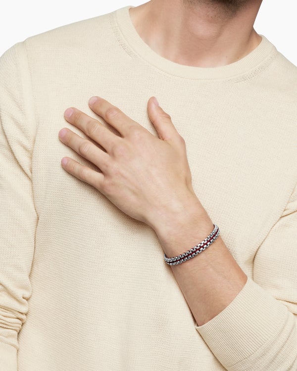 Woven Box Chain Bracelet in Sterling Silver, 12mm