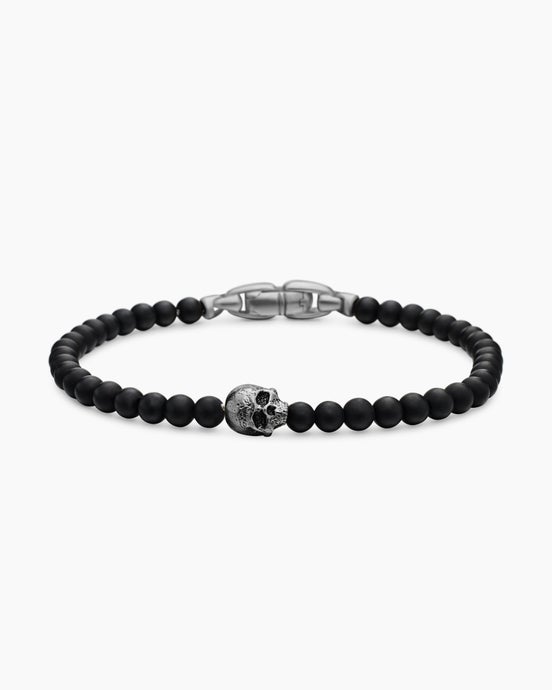 Memento Mori Skull Bracelet in Sterling Silver, 4mm