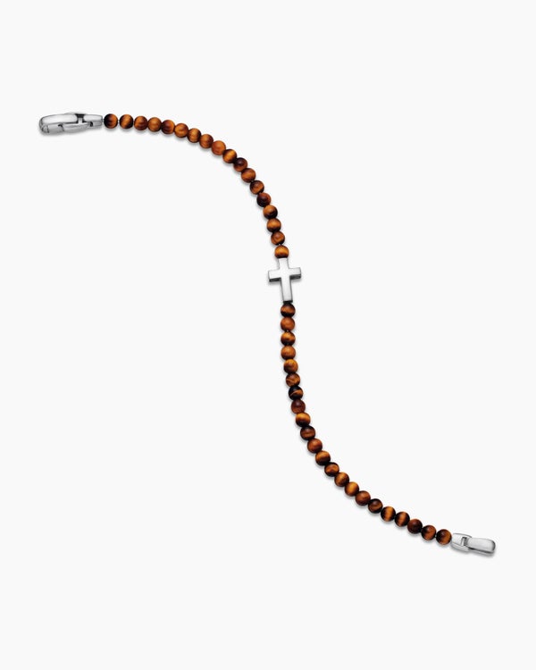 Bracelet Spiritual Beads à motif intercalé et croix en argent sterling, 4 mm