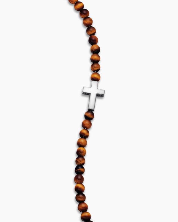 Bracelet Spiritual Beads à motif intercalé et croix en argent sterling, 4 mm