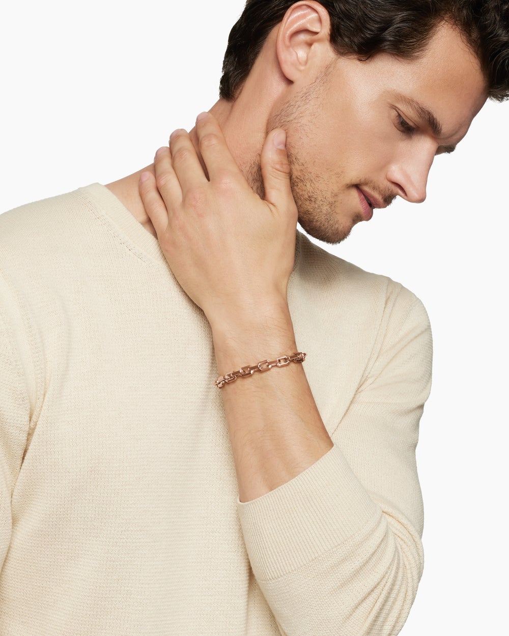 Mens Streamline® Heirloom Chain Link Bracelet in 18K Rose Gold, 7.5mm