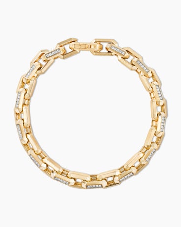 Streamline® Heirloom Chain Link Bracelet in 18K Yellow Gold with Pavé Diamonds, 7.5mm