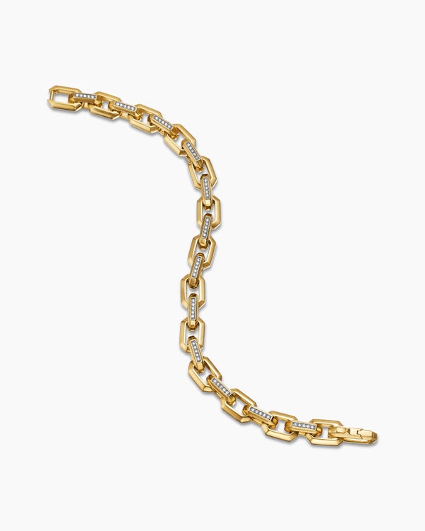 Streamline Heirloom Chain Link Bracelet in 18K Yellow Gold with Pavé, 7.5mm