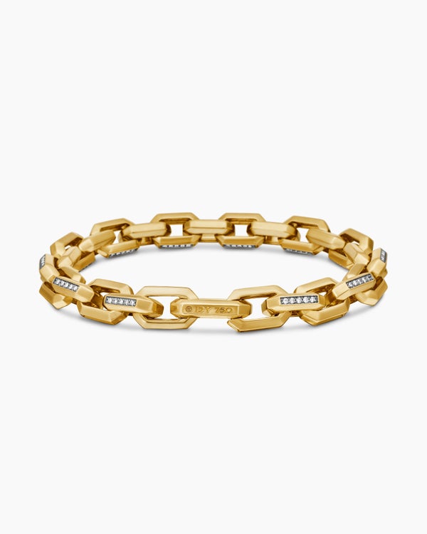Streamline Heirloom Chain Link Bracelet in 18K Yellow Gold with Pavé, 7.5mm