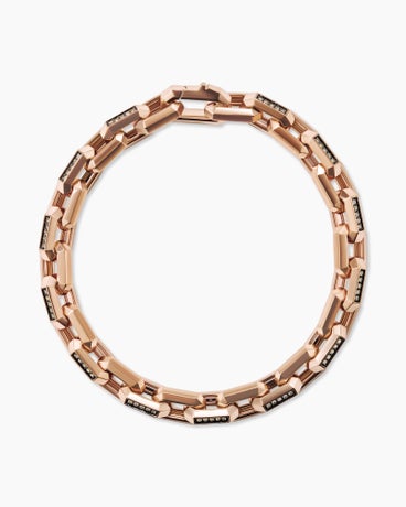 Streamline® Heirloom Chain Link Bracelet in 18K Rose Gold with Pavé Cognac Diamonds, 7.5mm