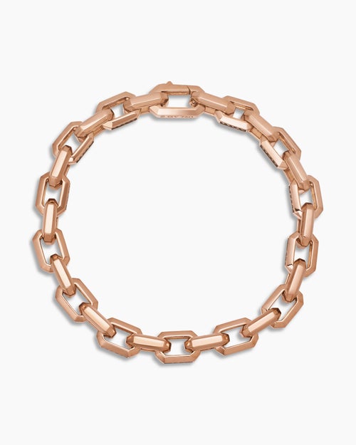Mens Streamline® Heirloom Chain Link Bracelet in 18K Rose Gold with Pavé Cognac Diamonds, 7.5mm