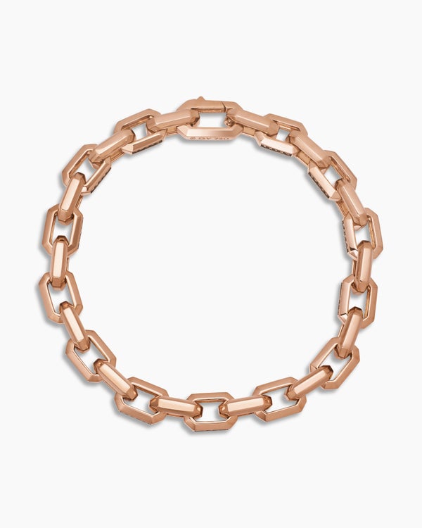 Streamline Heirloom Chain Link Bracelet in 18K Rose Gold with Pavé, 7.5mm