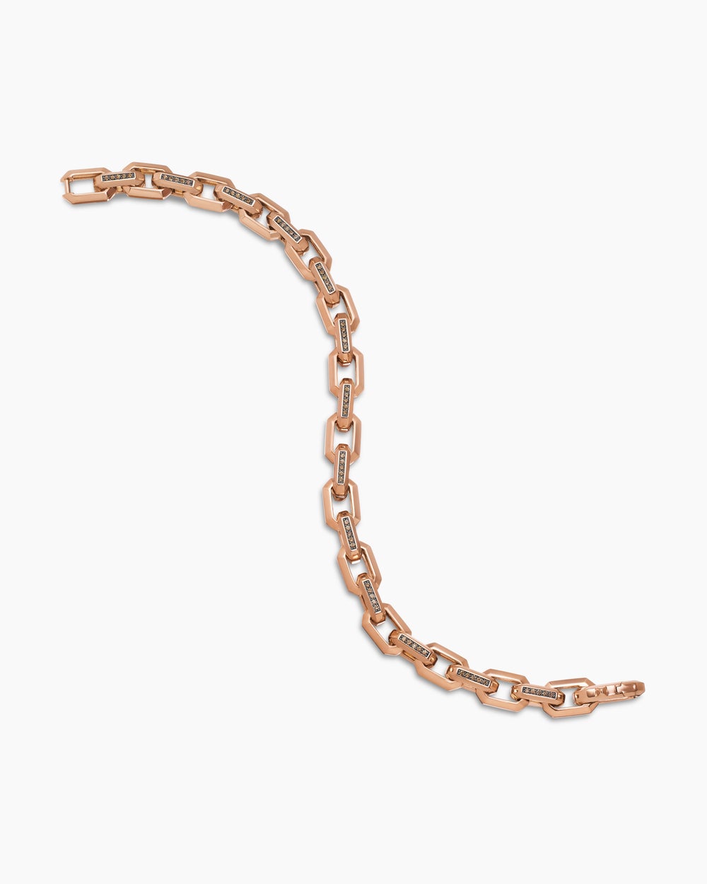 Mens Streamline Heirloom Chain Link Bracelet in 18K Rose Gold with Pavé, 7.5mm