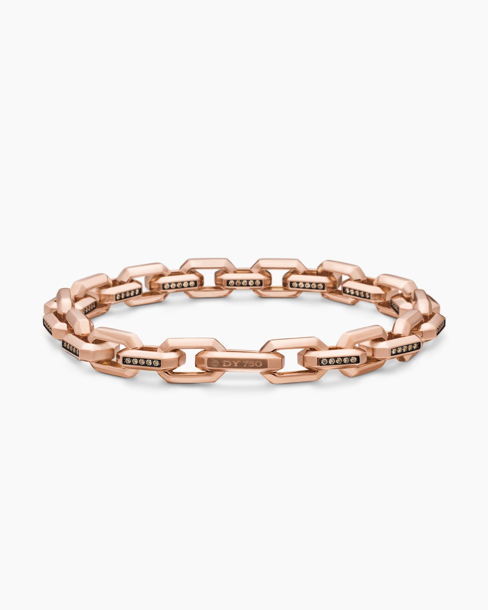 Mens Streamline Heirloom Chain Link Bracelet in 18K Rose Gold with Pavé, 7.5mm
