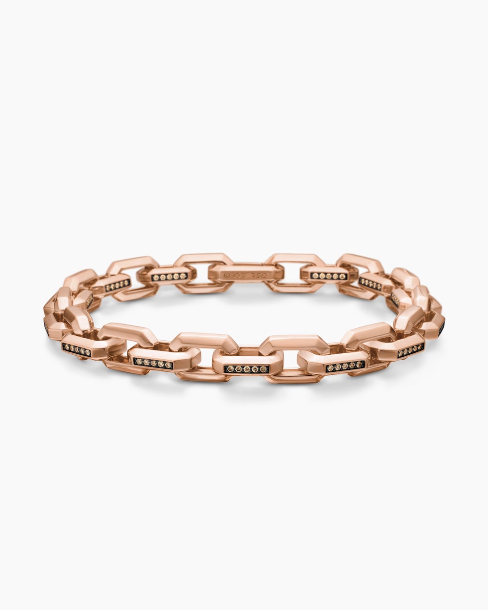 Mens Streamline Heirloom Chain Link Bracelet in 18K Rose Gold with Pavé, 7.5mm
