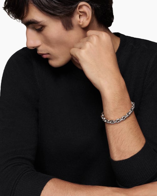 Mens Streamline Heirloom Chain Link Bracelet in Platinum, 7.5mm