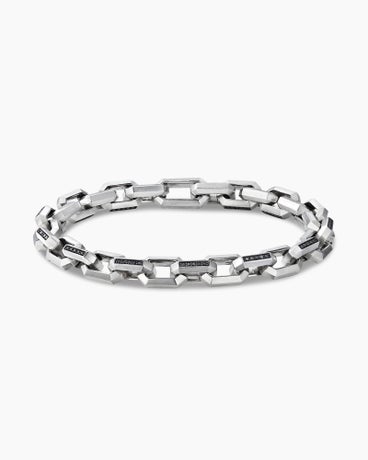 Streamline® Heirloom Chain Link Bracelet in Sterling Silver with Pavé Black Diamonds, 7.5mm