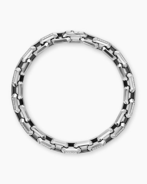 Mens Streamline® Heirloom Chain Link Bracelet in Sterling Silver with Diamonds, 7.5mm