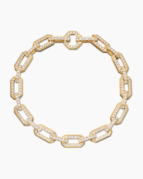 Womens Pavé Chain Bracelet in 18K Yellow Gold with Diamonds, 7mm