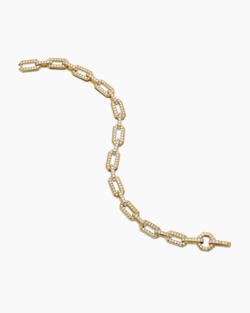 Womens Pavé Chain Bracelet in 18ct Yellow Gold with Diamonds, 7mm