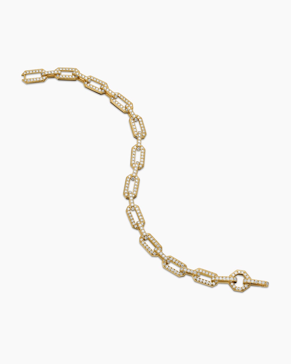 Womens Pavé Chain Bracelet in 18K Yellow Gold with Diamonds, 7mm