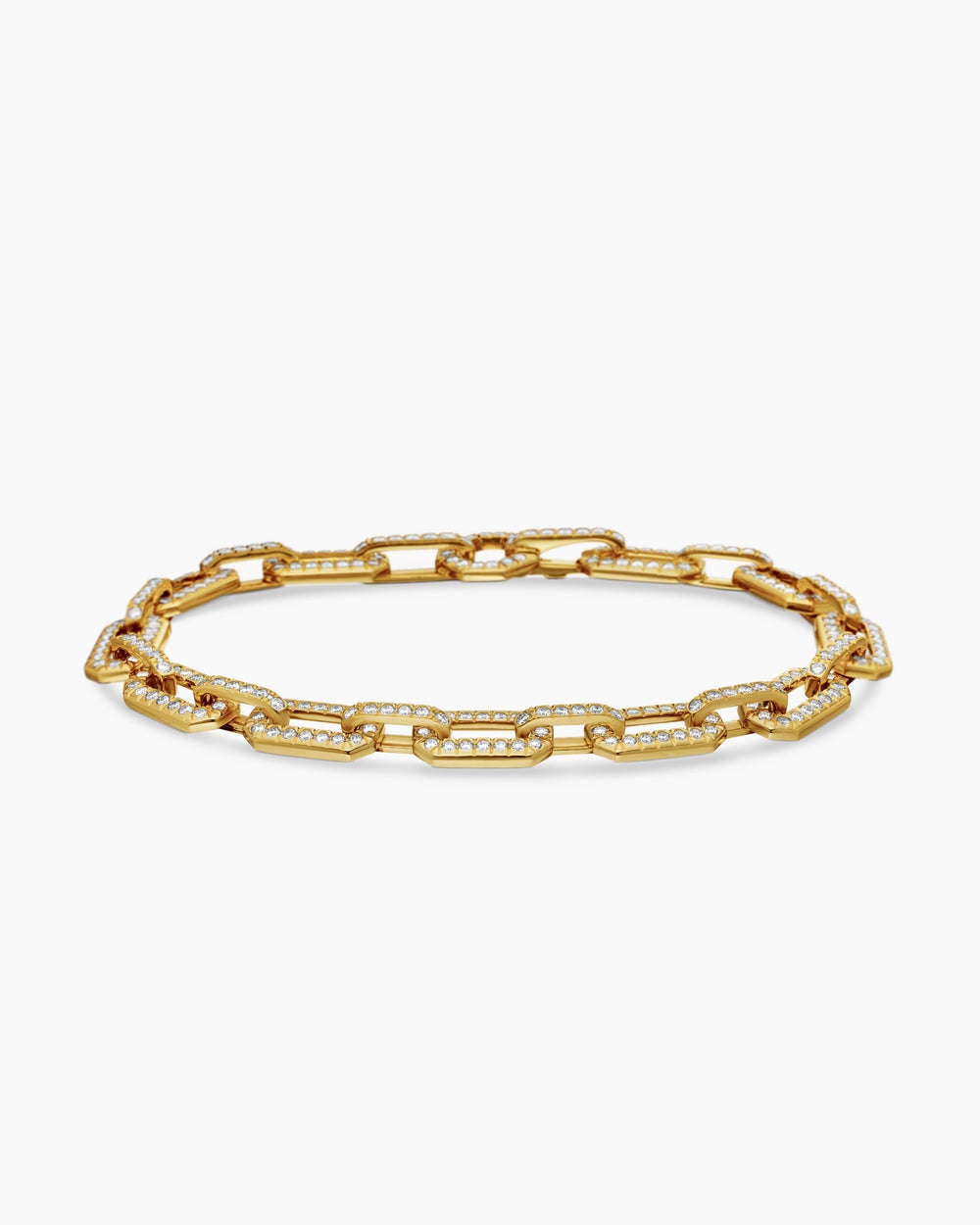 Womens Pavé Chain Bracelet in 18K Yellow Gold with Diamonds, 7mm