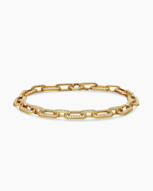 Womens Pavé Chain Bracelet in 18K Yellow Gold with Diamonds, 7mm