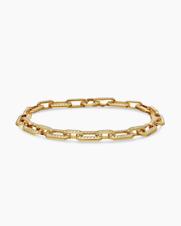 Bracelet en pavé Chain en or jaune 18 carats avec pavé de diamants, 7 mm