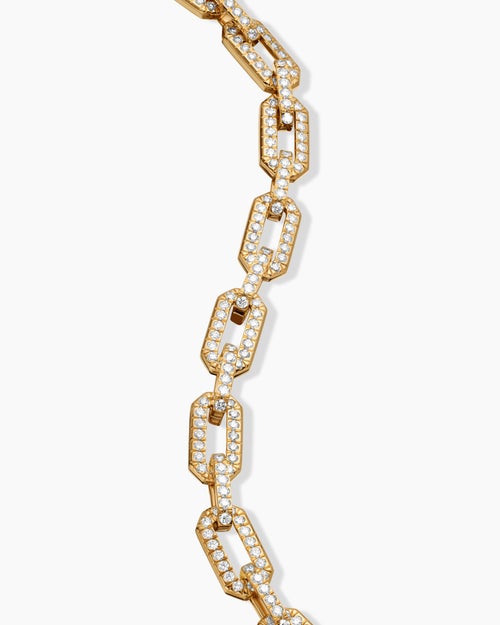 Womens Pavé Chain Bracelet in 18ct Yellow Gold with Diamonds, 7mm