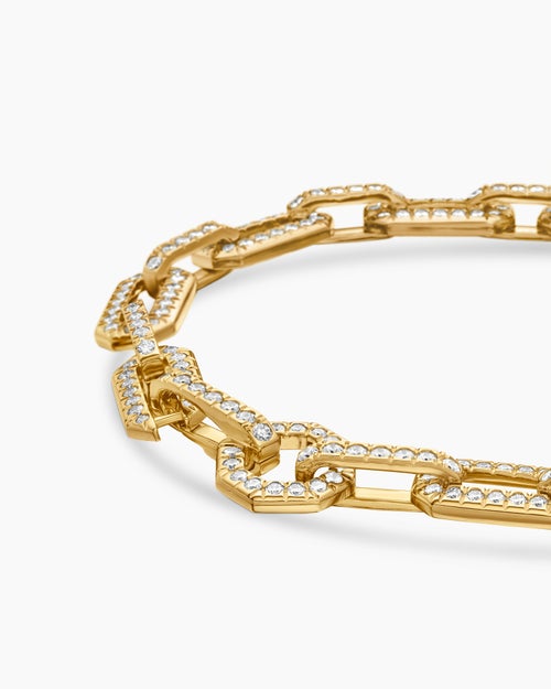 Womens Pavé Chain Bracelet in 18K Yellow Gold with Diamonds, 7mm